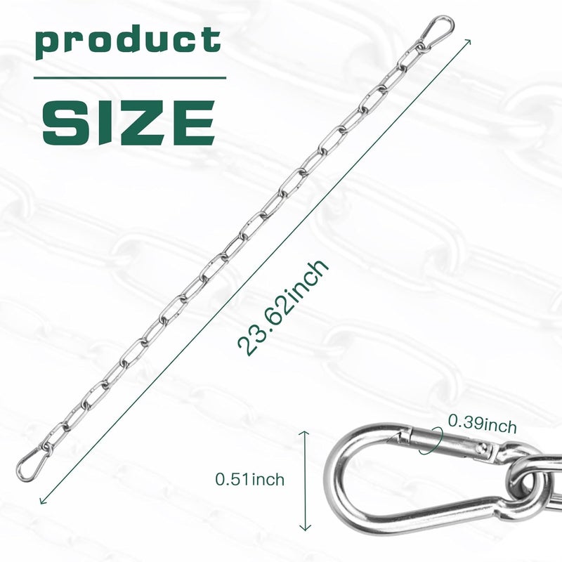 HAVANSIDY 2PCS Stainless Steel Gate Chain Lock - 24 Inch Chain Link with Double-Ended Carabiners for Outdoor Fence and Metal Gates - Secure Gate Latches and Locks for Cow, Horse, Dog, Pet Cages - Image 2